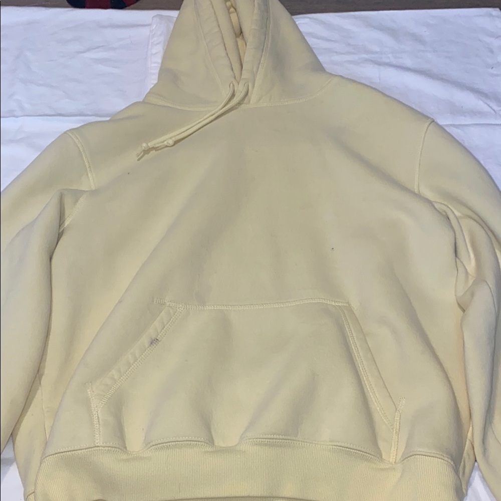 butter yellow h&m hoodie cute wide fit